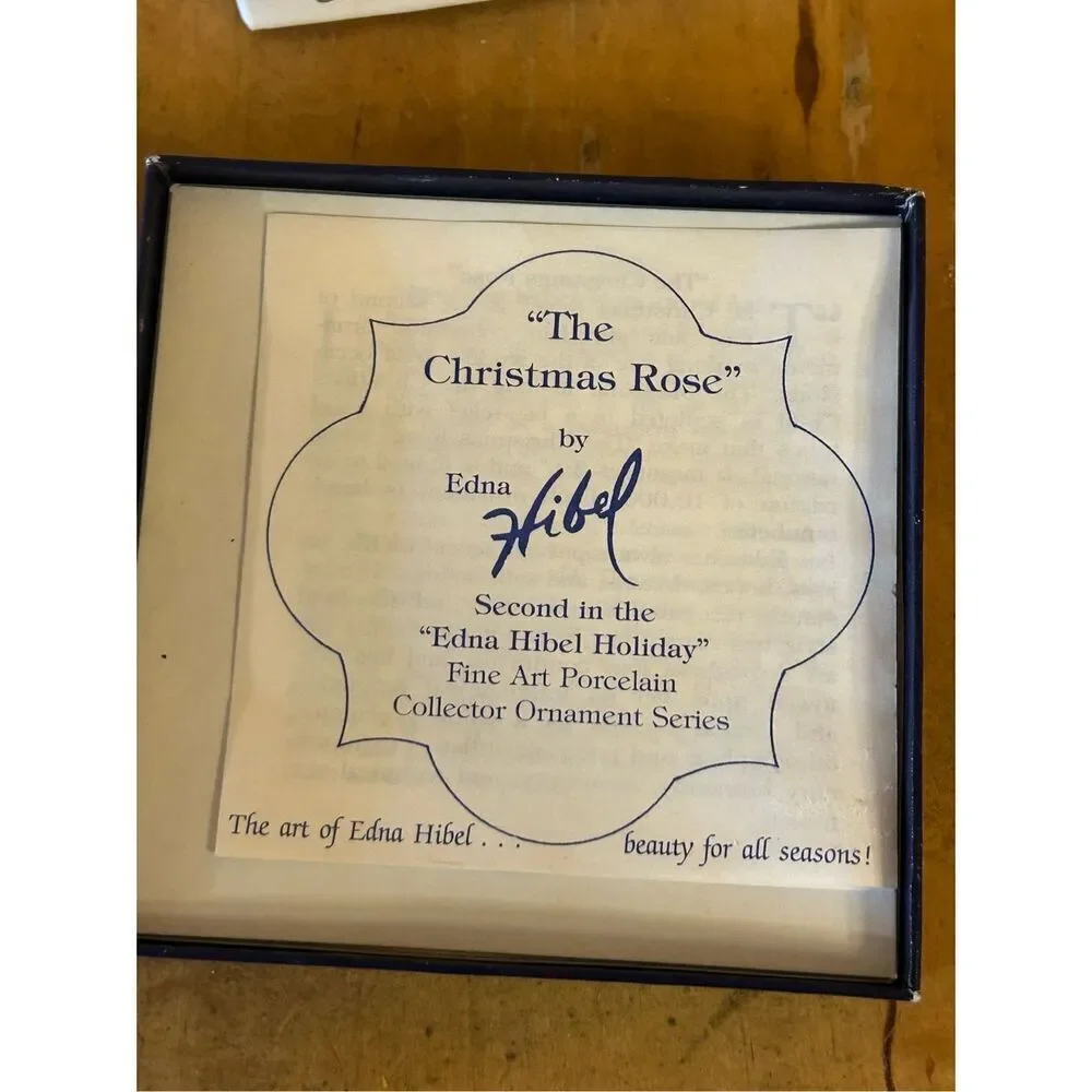 Edna Hibel 1992 Christmas Rose 4” Porcelain Ornament 2nd In Series COA #1465 Box